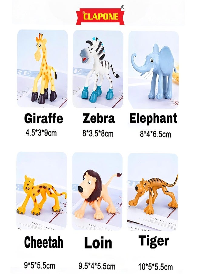 CLAPONE Animals Figure 6 Piece Mini Jungle Toys Set Animal Figurines Mini Animals Safari Animals Figures Zoo Animals Toy Toddler Toys Safari Realistic (Multicolor Random Colours, Animal 6Pc) - Image 2